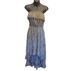 Leopard cheetah cat animal print strapless dress L High low